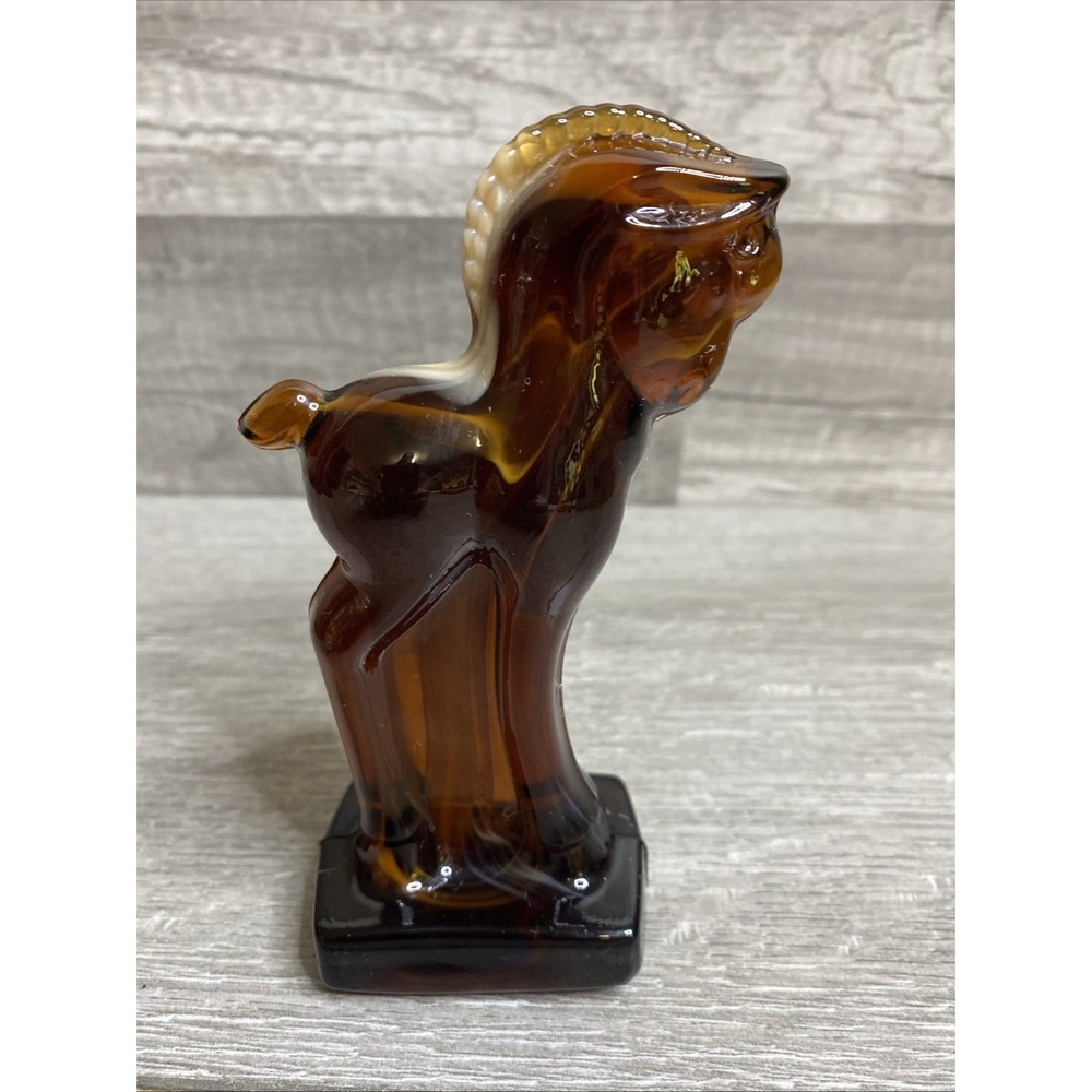 Imperial Glass Chocolate Caramel Slag Glass Horse Figurine USA 5"‎